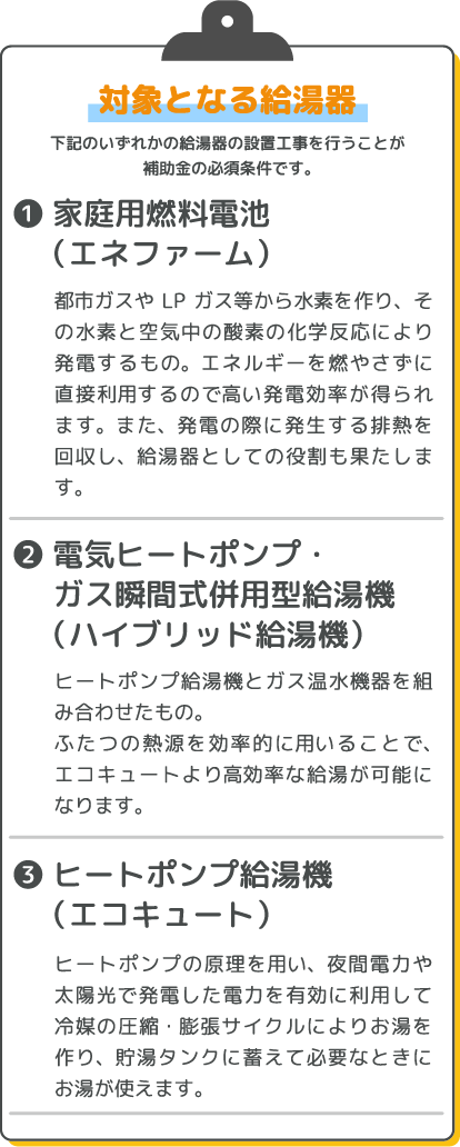 対象となる給湯器